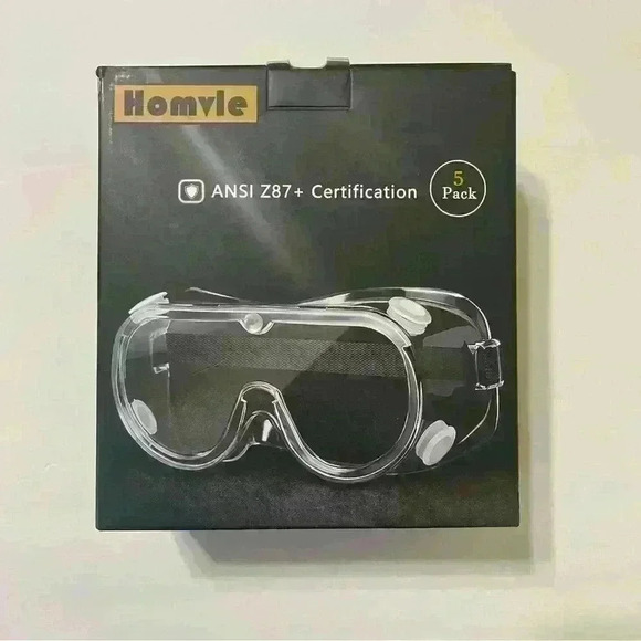 (5 PACK) Homvle Medical Grade Safety Anti Fog Goggles, Scratch and UV Resistant - Picture 3 of 9